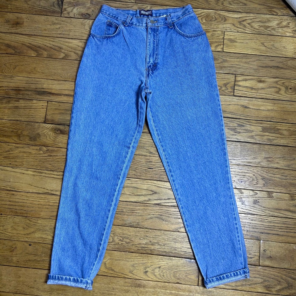 Mixed Blues Vintage High‎ Waisted Mom Jeans Medium Wash Blue Made in USA Size 11